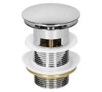 LuxeBath Piletta Lavabo Pop Up Valvola di Scarico Tappo Set Scarico Universale 1 1/4" in Ottone Cromato Adatto per Lavandino Lavello Vasca Bidet Raccordo Scarico Rifiuti con Troppopieno per Bagno