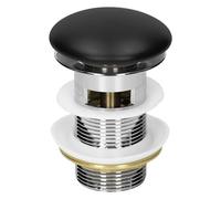 LuxeBath Piletta Set di Scarico Lavabo con Troppopieno Universale Lavandino Tappo in Ceramica Nero Opaco e Acciaio Inossidabile 1 1/4 di Pollice Valvola Pop UP Guarnizione Lavamani Accessori Bagno