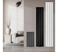 LuxeBath Radiatore a Pannello Monostrato 300 x 600 mm Antracite Radiatore di Design per Bagno con Attacco Centrale Riscaldamento Soggiorno Termosifone Piatto a Tubi Verticali con Set di Montaggio