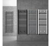 LuxeBath Radiatore Elettrico da Bagno Sahara 400x800 mm Bianco Acciaio Curvo Attacco Laterale con Elemento Riscaldante 600 W Termostato con Display Digitale Termoarredo da Soggiorno Termosifone
