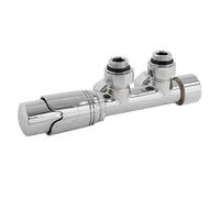 LuxeBath Set Collegamento Centrale per Radiatore Multiblocco ad Angolo Cromato Termostato 5 Livelli Idrosensore Filettatura di Collegamento 1/2" per Termosifone Caloriferi Filettatura Esterna G3/4"