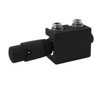 LuxeBath Set Valvola Termostatica per Radiatore Nera Universale Angolare e Passante incl. Termostato per Termoarredo da Bagno Attacco Centrale Set di Collegamento Multiblocco Raccordo per Calorifero