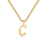 LUXEJEW Collana con iniziale A-Z, per uomini, ragazzi e donne, in acciaio inossidabile, catena cubana con ciondolo a forma di lettera maiuscola, monogramma maiuscolo, idea regalo per uomini, 50 + 5 cm