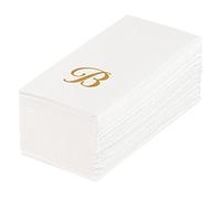 Luxenap - Tovaglioli di carta rettangolare con lettera B, colore bianco, con scritta "Air Laid", carattere corsivo, 40 x 20 cm, confezione da 50 pezzi