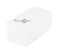 Luxenap - Tovaglioli di carta rettangolari con lettera M, colore bianco, con scritta "Air Laid", carattere corsivo, 40 x 20 cm, confezione da 50 pezzi