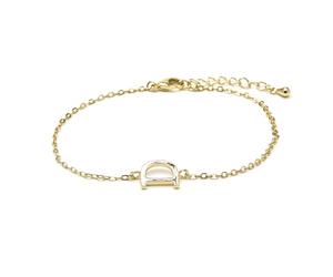 LUXENTER Bracciale Alphabet finitura oro 18k - Lettera D, Talla única, Metallo, Senza pietra preziosa