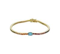 LUXENTER Bracciale in argento Sterling 925 con zirconi multicolore rifinito in oro 18 carati. Multicolore. Bracciale a maglia Gioielli da donna - Modello Genzol