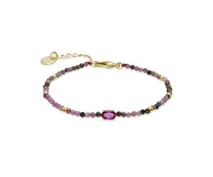 LUXENTER Bracciale in tormalina multicolore rifinito in oro giallo 18 carati - Baim