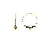 LUXENTER Orecchini a cerchio in argento sterling 925 con malachite rifinito in oro 18 carati. Colore verde. Gioielli da donna - Modello Darkba
