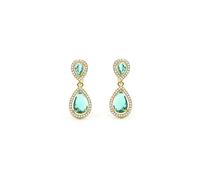LUXENTER Orecchini con quarzo idrotermale verde paraiba rifiniti in oro 18k. Colore verde. Gioielli da donna - Modello Misim