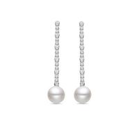 LUXENTER Orecchini in argento sterling 925 con perla bianca rifiniti in rodio. Colore: argento. Orecchini lunghi. Gioielli da donna - Modello Nibar