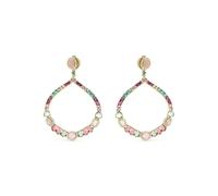 LUXENTER Orecchini in argento sterling 925 con zirconi smeraldo rifiniti in oro 18 carati. Multicolore. Orecchini lunghi. Gioielli da donna - Modello Gwane