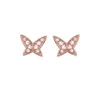 LUXENTER Pendientes Mariposa de Plata de Ley 925 acabado en oro rosa de 18K