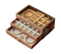 LuxeTier - Cassettiera per accessori, elegante portagioie, con scomparti a più livelli, cofanetto in legno con cassetti foderati in velluto, per la raccolta di routine