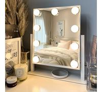 LuxeVue Hollywood Specchio da trucco con luci, specchio illuminato con luce a 3 colori e 9 lampadine a LED dimmerabili, schermo touch intelligente e rotazione di 360 gradi