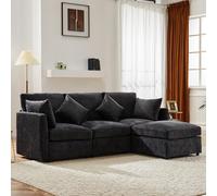 Luxeza Design moderno, divano in ciniglia, divano a tre posti, divano a quattro posti, divano ad angolo a forma di L con poggiapiedi, adatto per appartamenti (grigio)