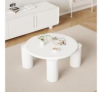Luxeza White Cloud, tavolino moderno con 4 gambe di supporto, piccolo tavolino bianco, bordo rotondo, si adatta bene in soggiorno, camera da letto, balcone, terrazza (70 x 70 x 40 cm)