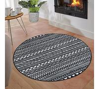 LuxFocus Tappeto boho marocchino vintage con diamanti bohemia sud-ovest transizione casuale adatto per animali domestici, non pelucchi, antimacchia, facile da pulire, nero, rotondo, 80 cm