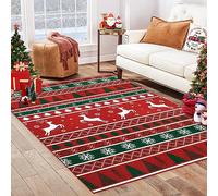 LuxFocus Tappeto natalizio lavabile in lavatrice, stile bohémien, con retro antiscivolo, per soggiorno, resistente all'acqua e alle macchie, decorazione natalizia per pavimento, motivo geometrico, 120