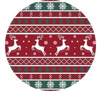 LuxFocus Tappeto rotondo natalizio - Tappeto decorativo antiscivolo per interni con fiocchi di neve rossi, ingresso 120 x 120 cm