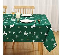 LuxFocus Tovaglia di Natale 150 x 199 cm, rettangolare, con renna casuale, tovaglia di Natale, per decorazioni da tavola invernali e natalizie, colore: verde