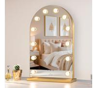 LUXFURNI Specchio Hollywood con luci, specchio da trucco per camera da letto, grande specchio illuminato con 12 lampadine regolabili, controllo touch intelligente, 3 modalità di illuminazione colore