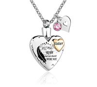 LuxglitterLin Collana con urna a forma di cuore per ceneri, memoriale della cremazione, gioielli per i propri cari, le tue ali erano pronte, il mio cuore non era, Metallo, Base