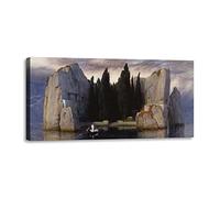 LuxHomeDecor Arnold Böcklin - L’isola dei morti Quadro Stampa su Tela con Telaio in Legno misura 140x70 cm