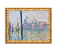 LuxHomeDecor Claude Monet - Palazzo Ducale a Venezia - Quadro stampa su tela effetto dipinto con cornice in legno oro classico - 80x60 cm