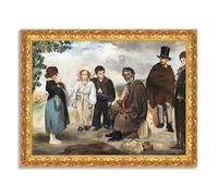 LuxHomeDecor Édouard Manet - Il vecchio musicista - Quadro stampa su tela effetto dipinto con cornice in legno oro classico - 50x40 cm