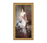 LuxHomeDecor Giovanni Boldini - Madame Eugene Daysen - Quadro stampa su tela effetto dipinto con cornice in legno oro classico - 110x60 cm