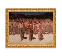 LuxHomeDecor Giuseppe Pellizza da Volpedo - Il Quarto Stato - Quadro stampa su tela effetto dipinto con cornice in legno oro classico - 110x85 cm