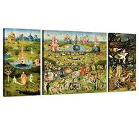 LuxHomeDecor Quadro Il Giardino delle Delizie Hieronymus Bosch 140x70 cm Stampa su Tela con Telaio in Legno Arredamento Arte Arredo