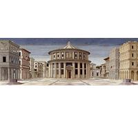 LuxHomeDecor Quadro Stampa su Pannello in Legno MDF Piero della Francesca La Città Ideale (Detail) Misura 150x50 CM Bordo Bianco