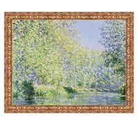 LuxHomeDecor Quadro Stampa su Tela Claude Monet Bend in The Epte River Near Giverny con Cornice in Legno Oro Classico Misura 83x63 CM