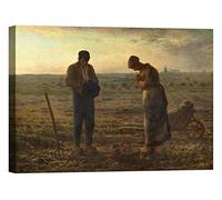 LuxHomeDecor Quadro Stampa su Tela con Telaio in Legno Jean-François Millet The Angelus con Vernice Effetto Dipinto Misura 40x30 CM