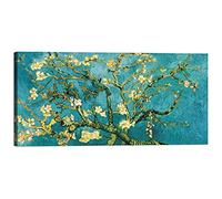 LuxHomeDecor Quadro Stampa su Tela con Telaio in Legno Vincent Van Gogh Mandorlo in Fiore 140x70 CM