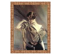 LuxHomeDecor Quadro Stampa su Tela Giovanni Boldini Cléo de Mérode con Cornice in Legno Oro Classico Misura 93x73 CM