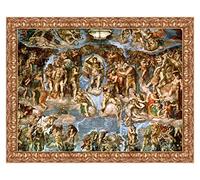 LuxHomeDecor Quadro Stampa su Tela Michelangelo Buonarroti Il Giudizio Universale (Detail) con Cornice in Legno Oro Classico Misura 93x73 CM