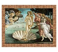 LuxHomeDecor Quadro Stampa su Tela Sandro Botticelli La Nascita di Venere con Cornice in Legno Oro Classico Misura 113x88 CM