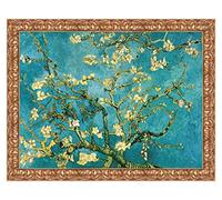 LuxHomeDecor Quadro stampa su tela Vincent van Gogh Mandorlo in fiore con cornice in legno oro classico misura 53x43 CM