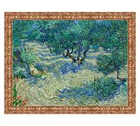 LuxHomeDecor Quadro Stampa su Tela Vincent Van Gogh Olive Orchard con Cornice in Legno Oro Classico Misura 53x43 CM