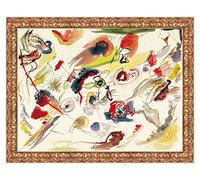LuxHomeDecor Quadro Stampa su Tela Wassily Kandinsky Sans titre con Cornice in Legno Oro Classico Misura 113x88 CM