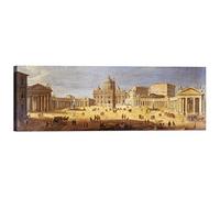 LuxHomeDecor Quadro su Tela con Telaio in Legno Gaspar Van WITTEL Piazza San Pietro, Rome 150x50 CM