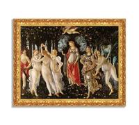 LuxHomeDecor Sandro Botticelli - La Primavera - Quadro stampa su tela con cornice oro classico - 80x60 cm