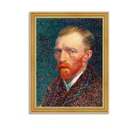 LuxHomeDecor Vincent van Gogh - Autoritratto - Quadro stampa su pannello effetto dipinto con cornice in legno oro - 50x40 cm