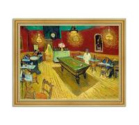 LuxHomeDecor Vincent van Gogh - Il caffè di notte - Quadro stampa su pannello effetto dipinto con cornice in legno oro - 50x40 cm