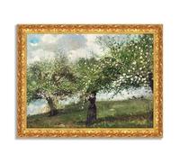 LuxHomeDecor Winslow Homer - Donna sotto un albero in fiore - Quadro stampa su tela effetto dipinto con cornice in legno oro classico - 50x40 cm