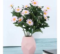 LUXIANDA Fiori artificiali per esterni, 48 margherite rosa, finti ma realistici al tatto, decorazione perfetta per casa, tavolo, portico, finestra, cucina, in vaso, cesto o vaso di fiori