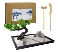 LuXianYS Giardino Giapponese con Sabbia Zen, Zen Garden Kit, Giardino Zen da Tavolo, kit Mini Zen Sand Garden, Mini Giardino Zen da Scrivania, Vassoio per la Decorazione Della Stanza da Meditazion